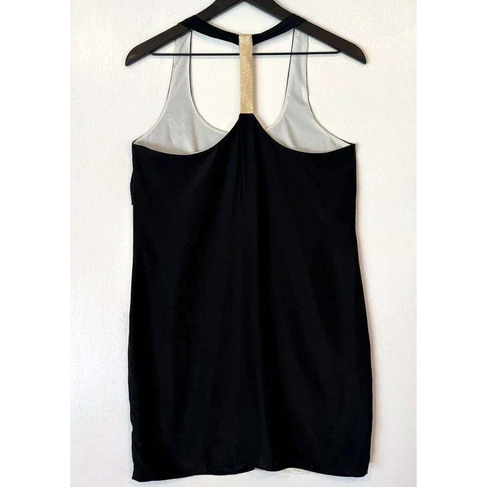 Alice & Trixie Mae 100% Silk Dress Sz Small Color Block Metallic Retro